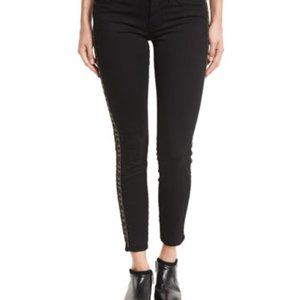 Hudson Luna Super Skinny Ankle Jeans Stud Embellished Sides Black Size 23